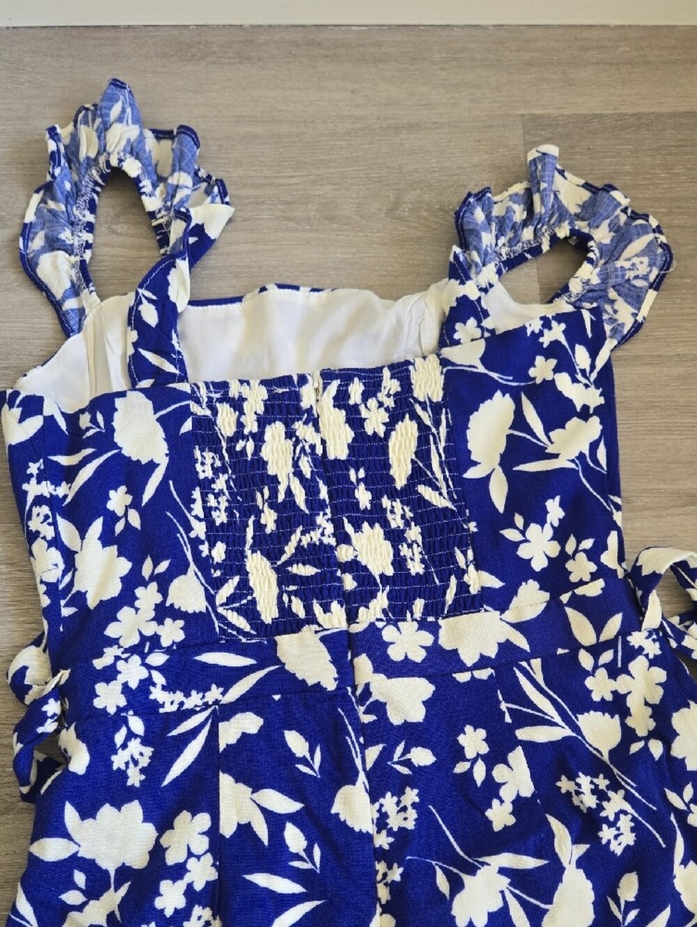 Sugarlips Royal Blue & White Floral Jumpsuit - Picture 6 of 6